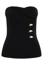 Lindie Strapless Suiting Top - Black